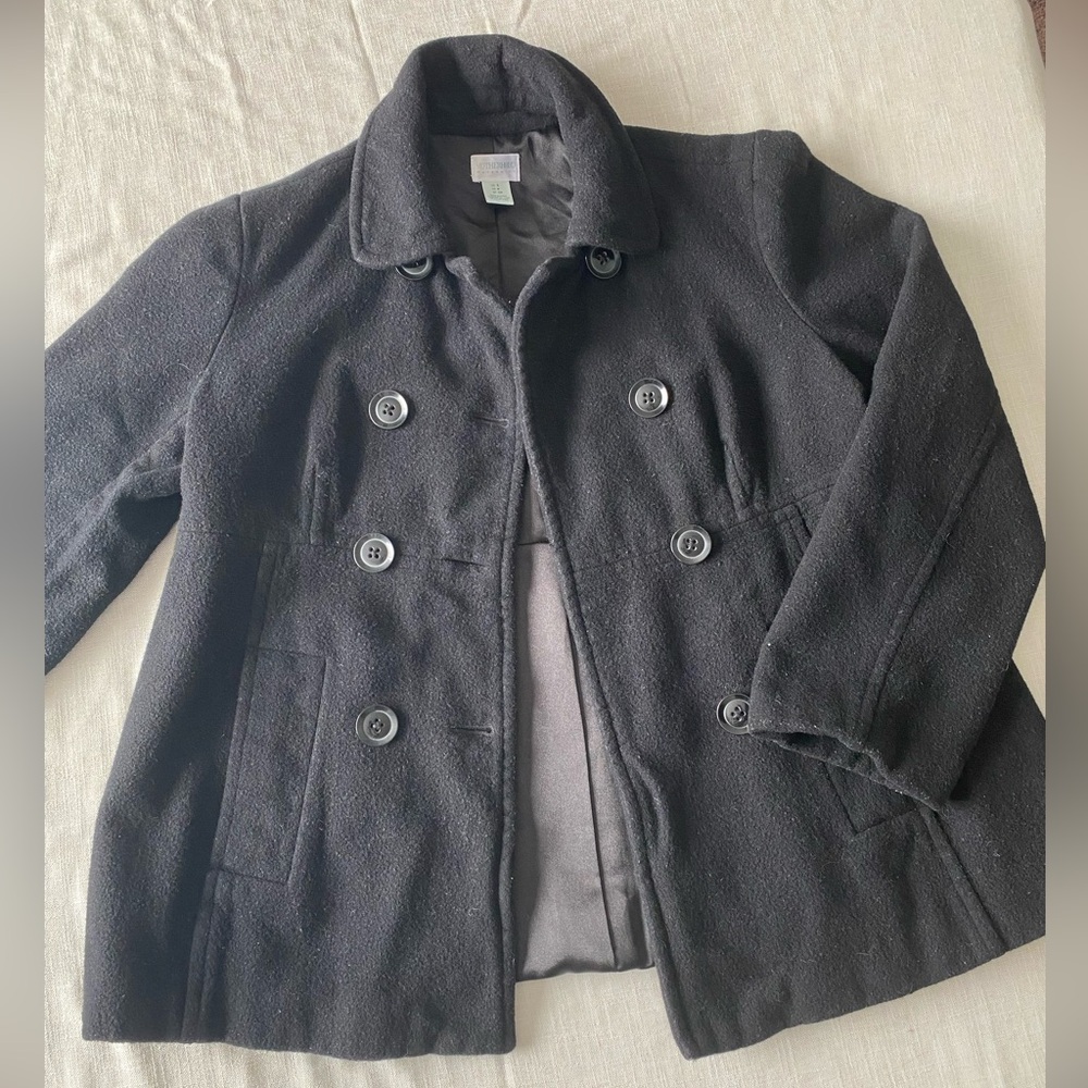 Motherhood Black Pea Coat - Double-Breasted